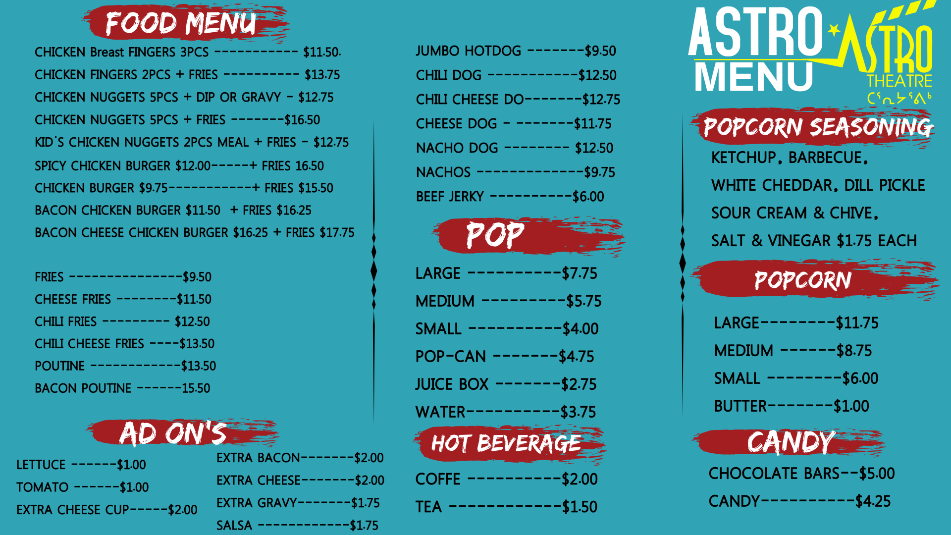 Astro Diner Menu.pdf CONCESSION MENU - Astro Theatre